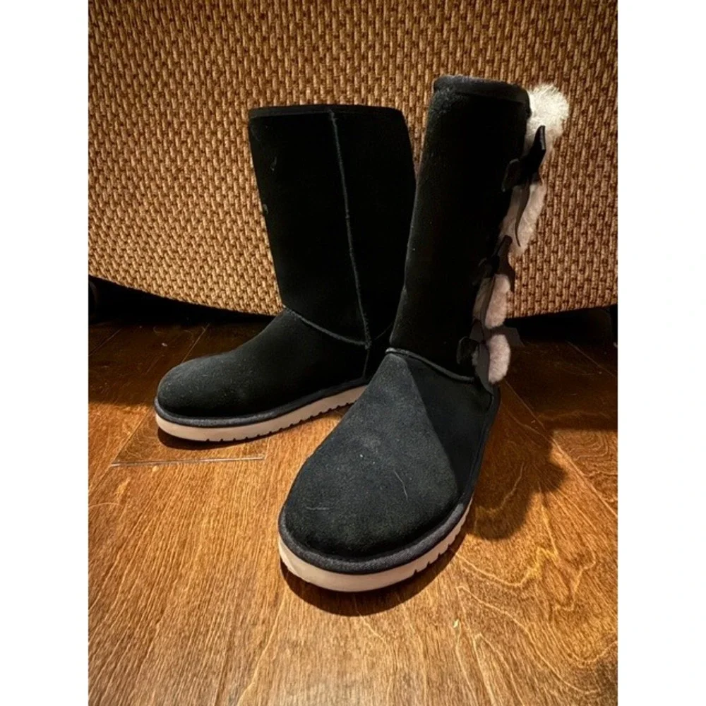 Koolaburra by UGG Victoria Tall Black Suede Bow Boots Women's Size 8